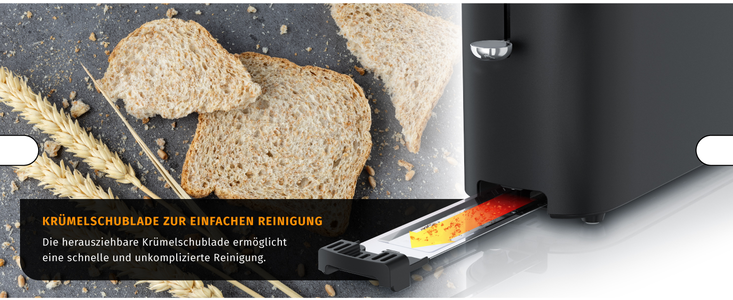 Тостер Arendo з нержавіючої сталі, 2 відділення, довгий проріз, сенсорний дисплей, подвійні стінки, підставка для булочок, 6 рівнів підсмажування, центрування хліба, індикатор часу, функція пам'яті, чорний колір A: Нічний чорний