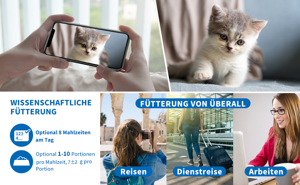 Автомат годування котів Balimo з HD 1080P відео, Wi-Fi, APP-керування та нічне бачення, 4L, нержавійна чаша, 8 прийомів їжі на день, білий