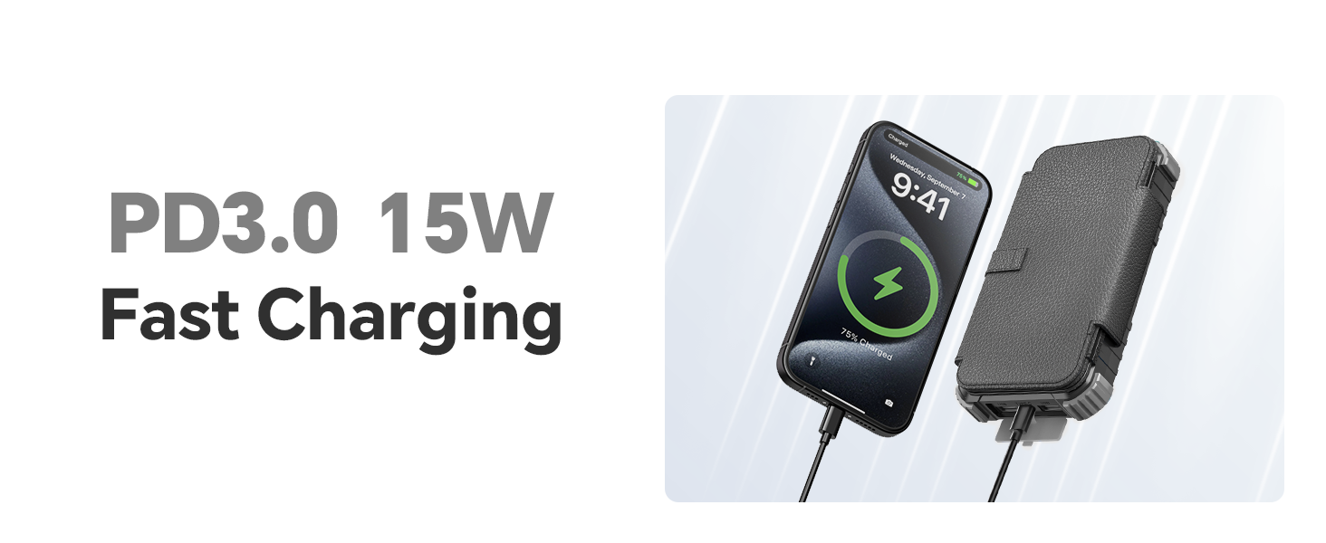 Сонячний Power Bank 26800mAh з 5 виходами USB та USB-C, водонепроникний, з ліхтариком та карабіном, для кемпінгу та зарядки телефонів/планшетів (сірий)