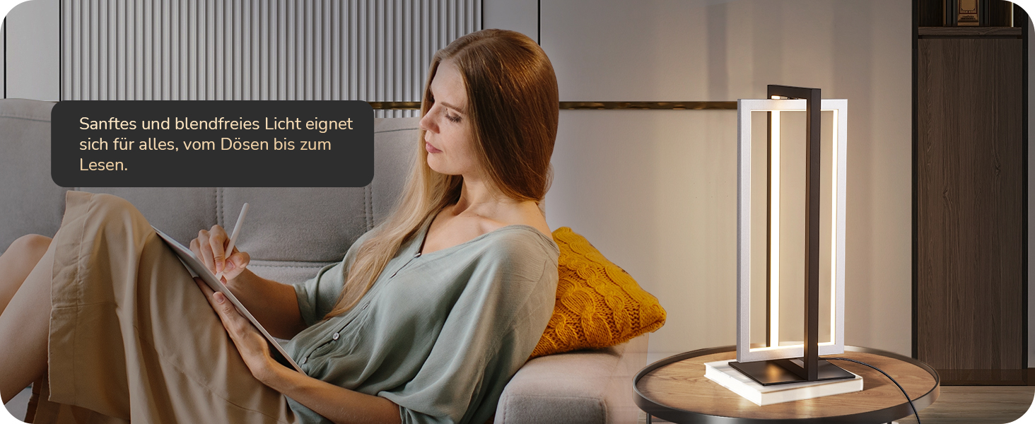 LED настільна лампа EDISHINE з дерева, торкання, регулювання яскравості та функцією пам'яті, 3 колірні температури, 350 люмен, для вітальні, офісу, подарунок (сріблястий)