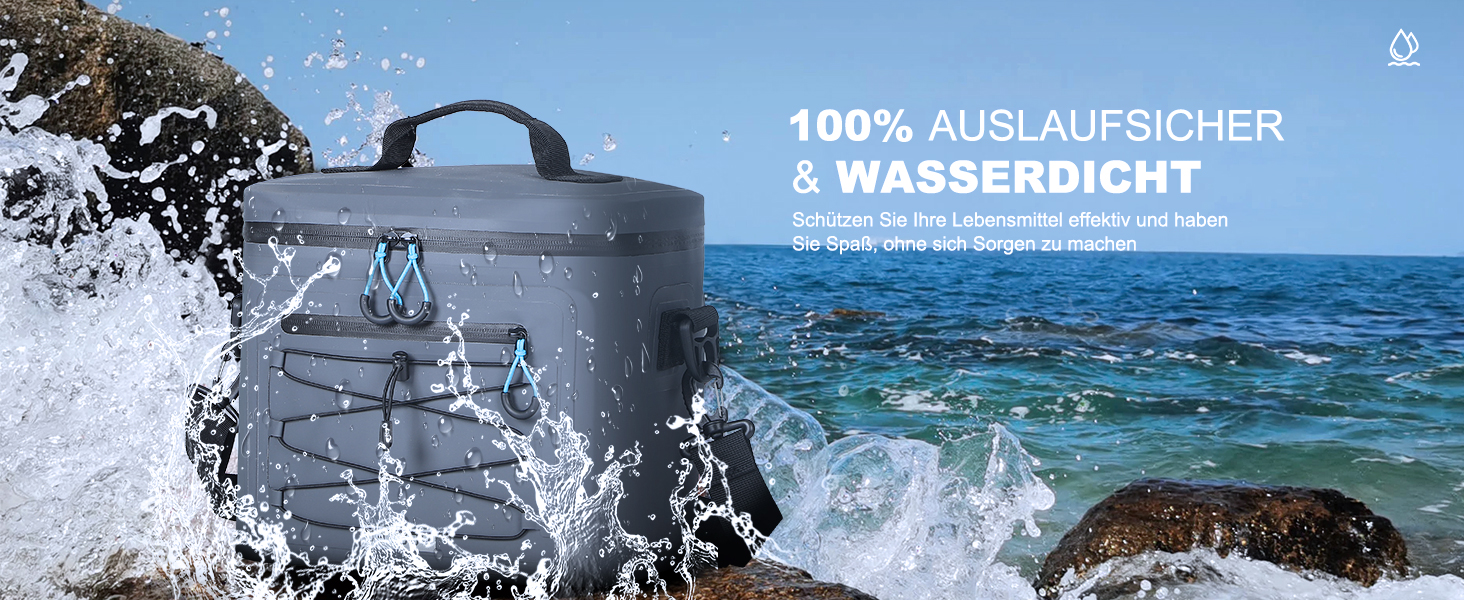 Термосумка-холодильник 15/24L, водовідштовхуюча, для пікніків, пляжу, кемпінгу, офісу, транспортування продуктів, сіра