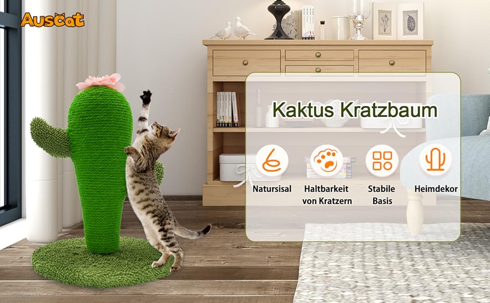 AUSCAT Когтеточка для котів 42 см, морква, натуральний сизаль, для кошенят, інтер'єрна, стовпчик-катус