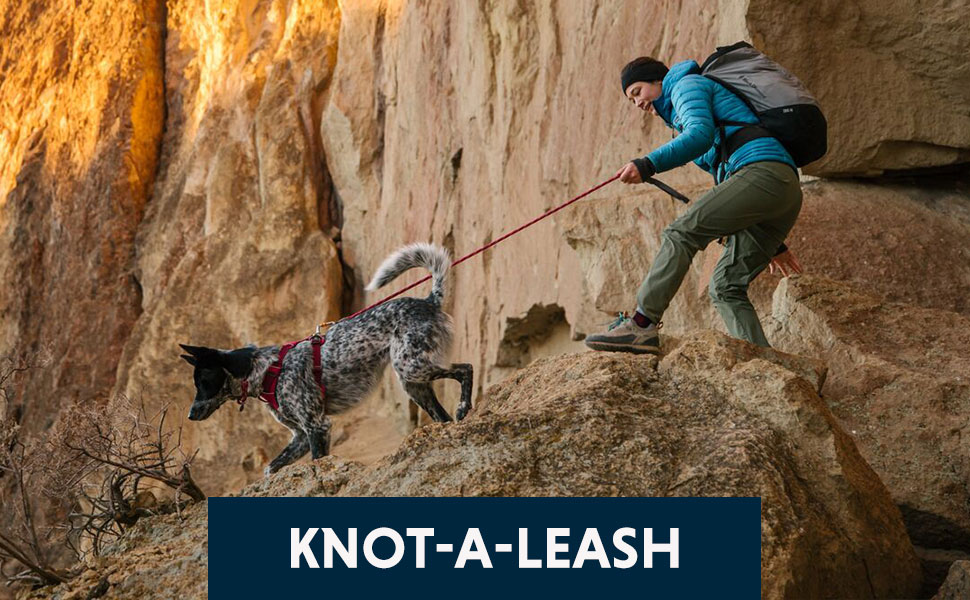 RUFFWEAR Knot-a-Leash — світловідбивний повідок для собак із мотузки з карабіном, 1,5 м, 7 мм, чорний