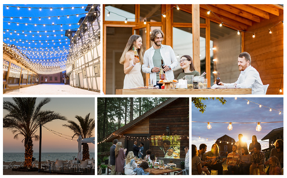 LED-гірлянда для зовнішнього використання, 19 м, з 30+3 лампочками G40, IP44, для декору саду, вечірок, балкону