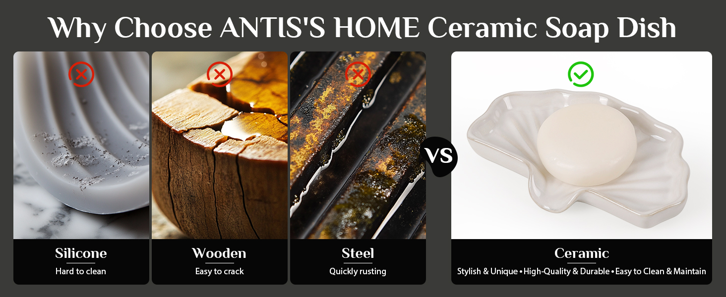 Керамічна мильниця з піддоном Antis's Home, зелена, для ванної кімнати, душа та умивальника, сучасний дизайн