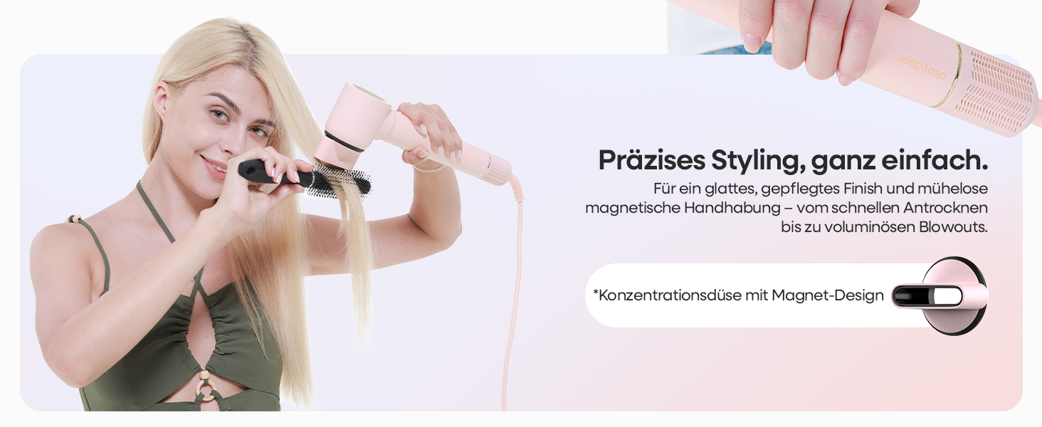 Аirstyler 7-в-1: Фен, плойка, брашинг, термощітка, автоматична завивка, іонізація, захист від пошкоджень, рожевий