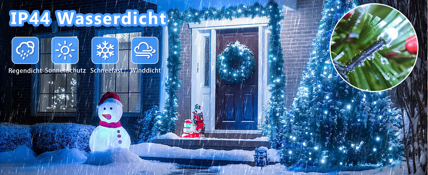 Ланцюжок прикрас LED 10м, 100 світлодіодів, тепле біле світло, з таймером, вологостійкий, для декору на Різдво, весілля, свята, балкона, саду