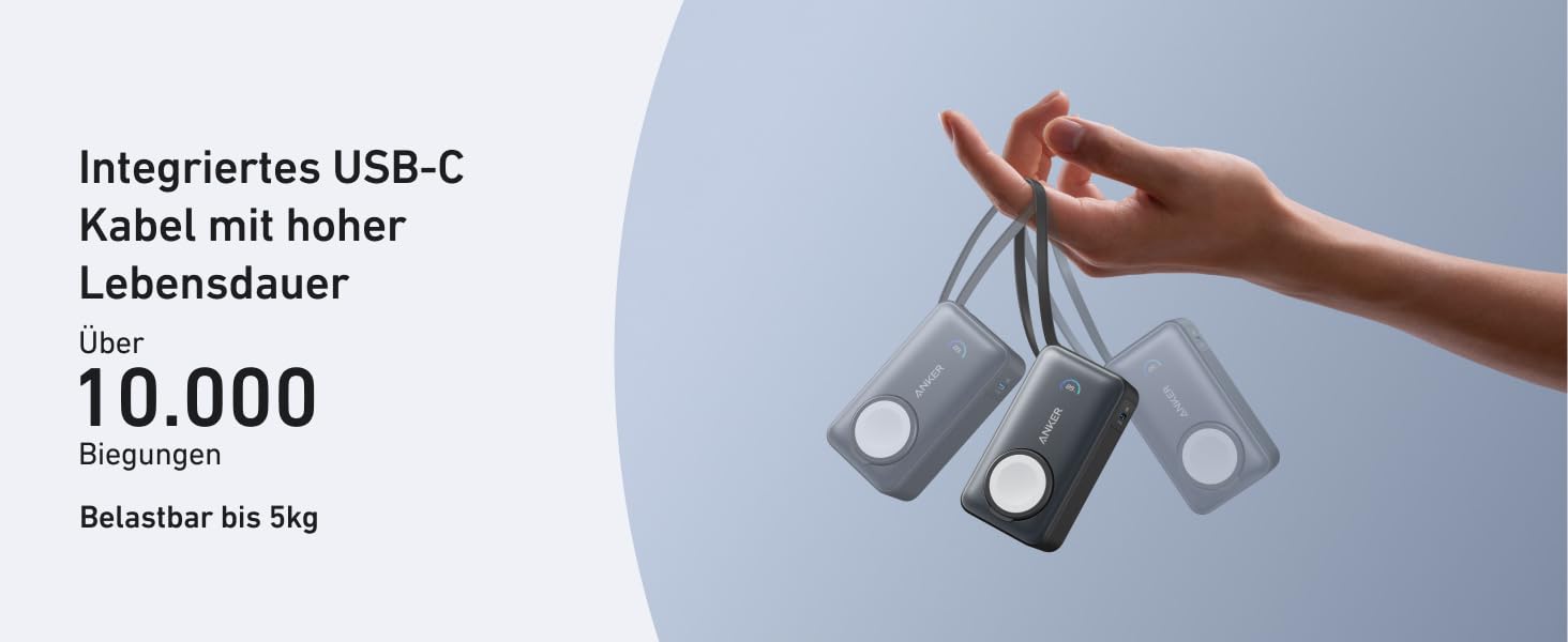 Повербанк Anker MagGo 10000mAh для Apple Watch та iPhone 17/16/15, Samsung, iPad, AirPods, 35W Max, вбудований кабель USB-C, сертифікований, чорний