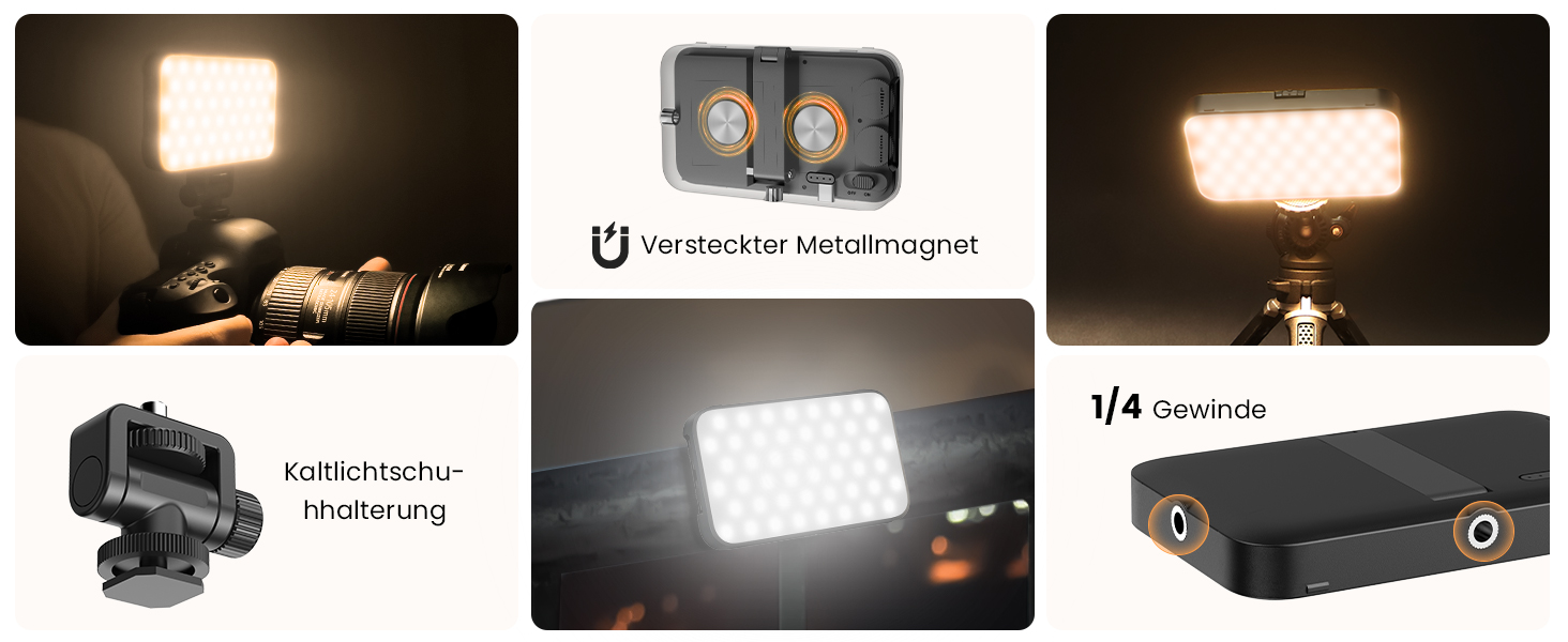 Лампа для селфі з софтбоксом та штативом – перезарядна світлодіодна лампа Clip-Fill з 96 LED, для телефону, iPhone, камери та ноутбука, для макіяжу, TikTok, Vlogs та відеодзвінків