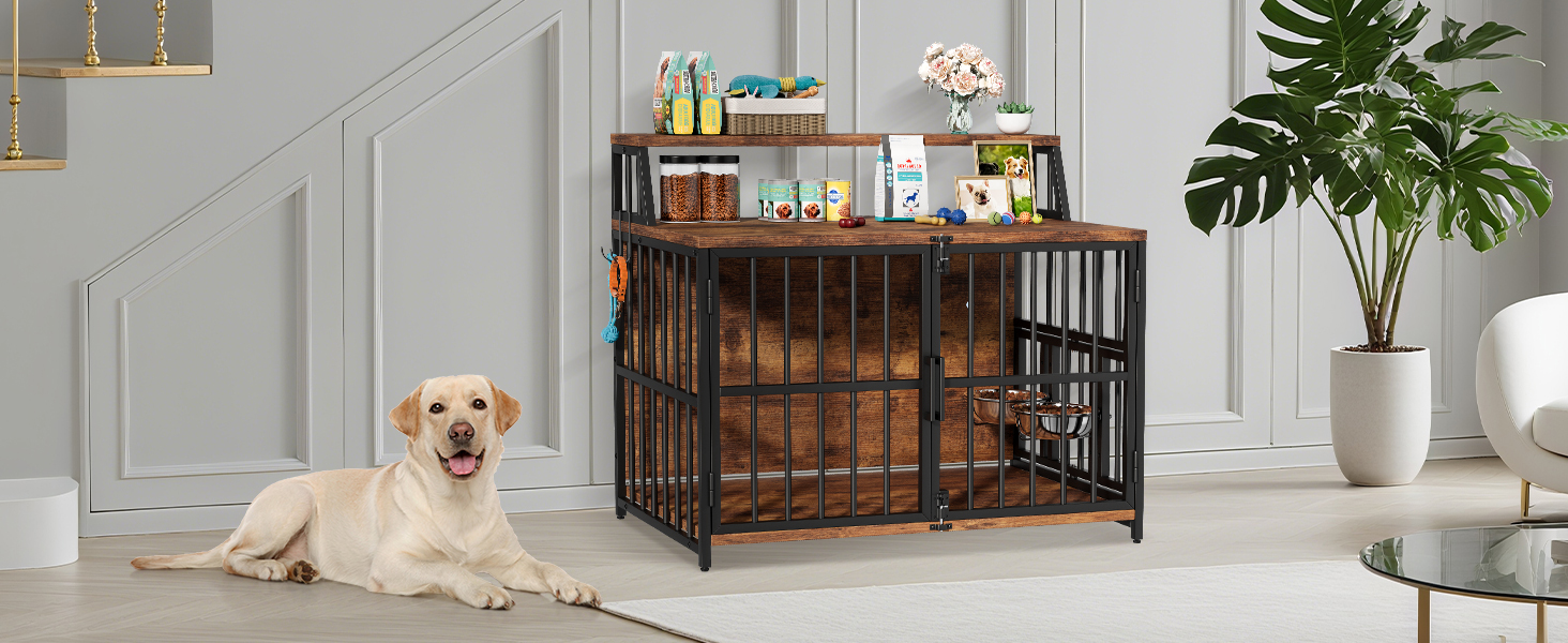 Будка для собак з дерева, 100x60x85 см, з годівницями, для собак до 35 кг, в стилі меблів