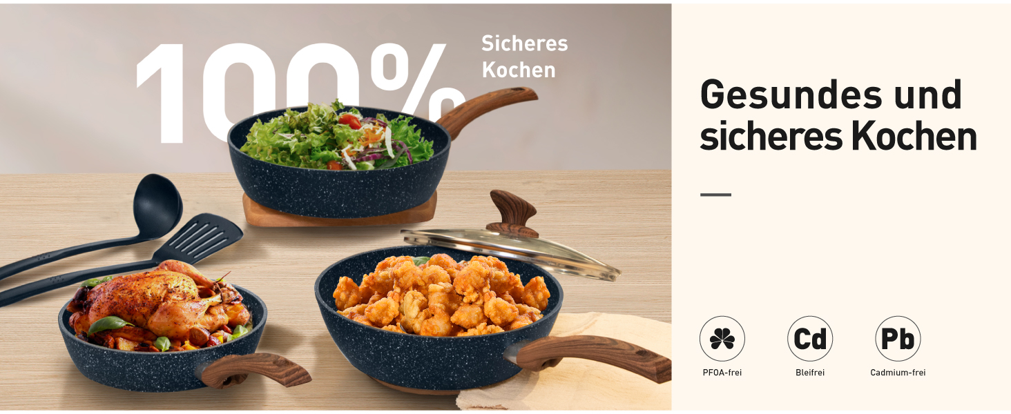 Набір посуду для індукційної плити DishDelight Granit 12 предметів з антипригарним покриттям блакитного кольору (каструлі, сковороди з кришками)