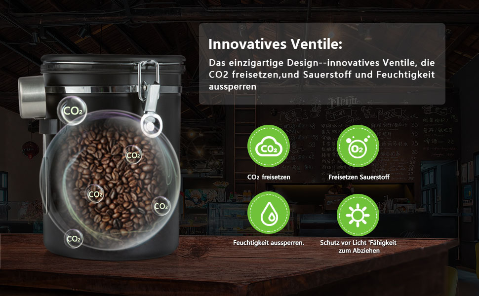 Контейнер для кави Dreamhigh® з дозатором, 1 кг, нержавіюча сталь, 2800 мл, чорний