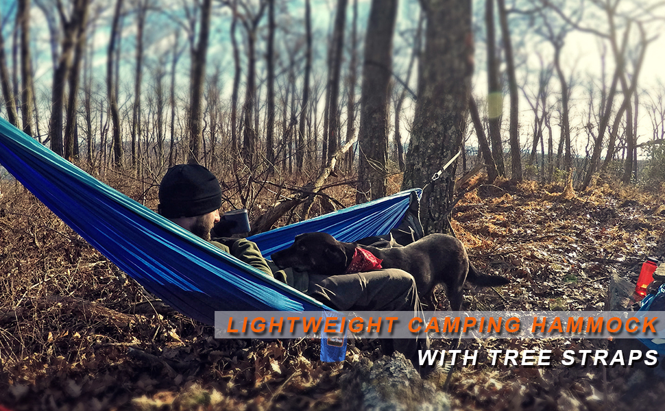 Намет-гамак для 2 осіб, 300x200 см, до 249 кг, ультралегкий, з ременями для дерев, дихаючий, для кемпінгу, подорожей, туризму, саду (синій/темно-синій/оранжевий)