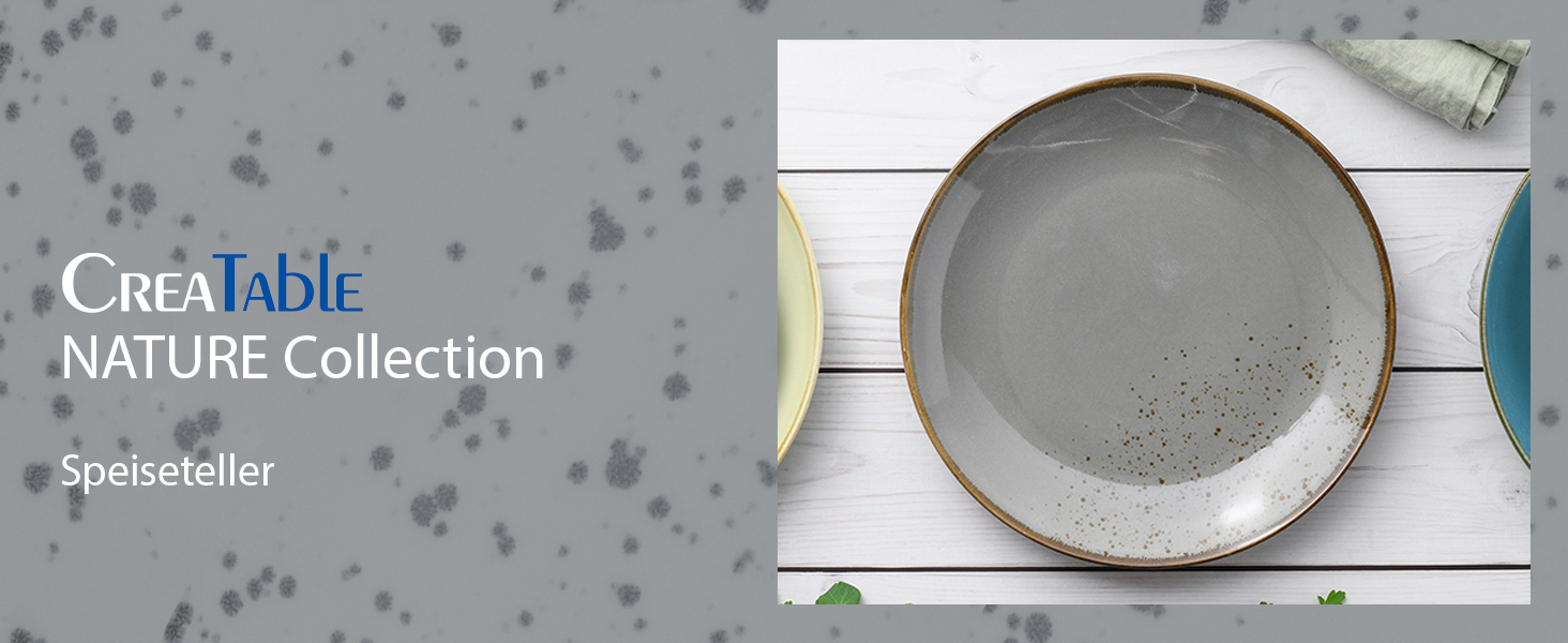 CreaTable Green Life: 16-частинний набір посуду з каменю, для дому та ресторану, сумісний з мийною машиною та мікрохвильовою піччю