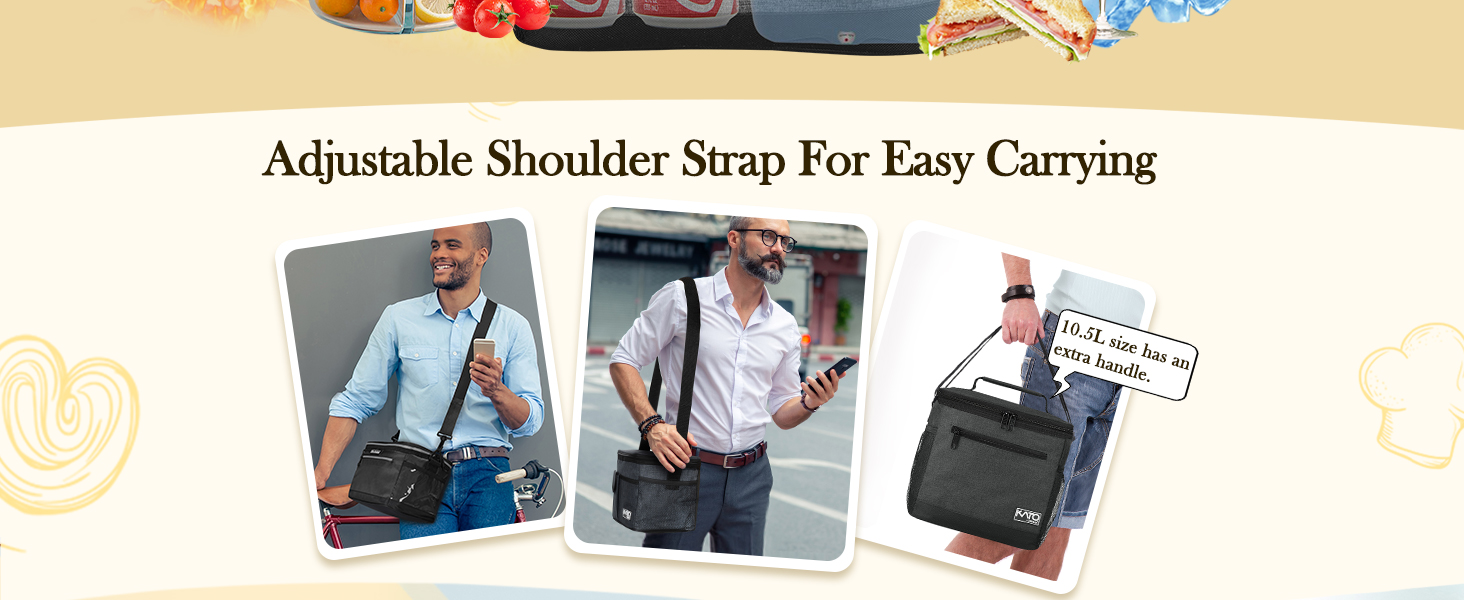 Сумка-ланч Kato Tirrinia для чоловіків: ізольована, 10.5L, з регульованим ремінцем, для роботи, фітнесу, школи, пікніків. Термосумка, витримує витоки, складається. Колір: темно-сірий