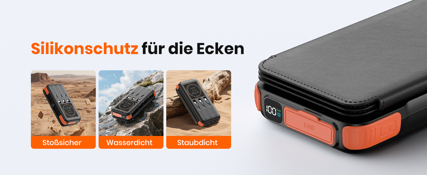 Портативний зарядний пристрій A ADDTOP Solar 25000mAh з сонячною панеллю, 20W, USB-C, 3 кабелі, для кемпінгу та подорожей