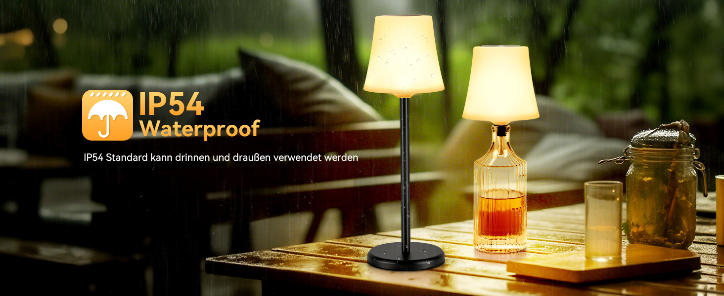 LED настільна лампа акумуляторна 2 шт, біла, IP54, диммування, сенсорне управління, для ресторанів, спальні