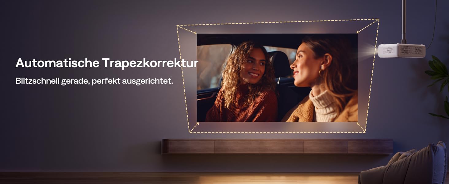 Aurzen Eazze D1 Smart Beamer: 4K проєктор для домашнього кінотеатру з WiFi, Bluetooth, автофокусом та корекцією трапецеїдальних спотворень. Підтримка Netflix, Dolby Audio, Full HD 1080P. Білий (GTV)