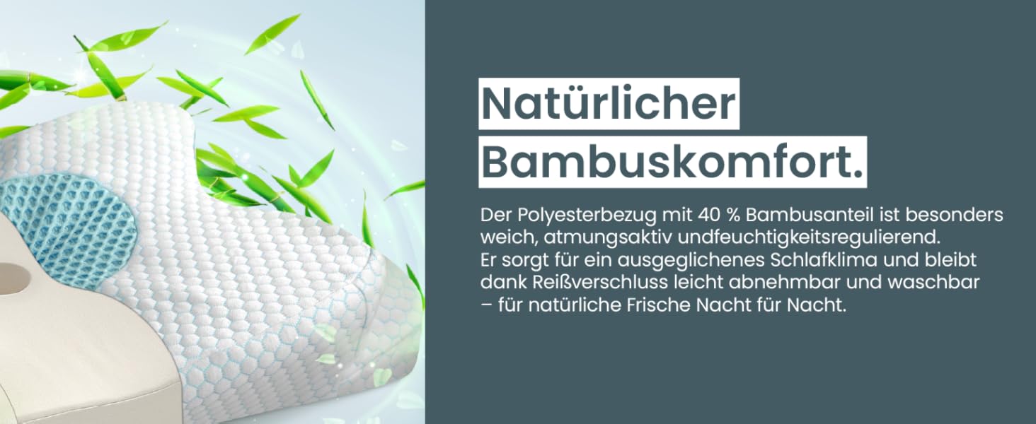 Ортопедична подушка для шиї при болях у шиї з високоякісної піни з пам'яті - Ергономічна подушка для шиї - Подушка для тих, хто спить на боці, на спині та на животі - знімний чохол, придатний для прання при 40°C (61 x 40 x 12, блакитна)