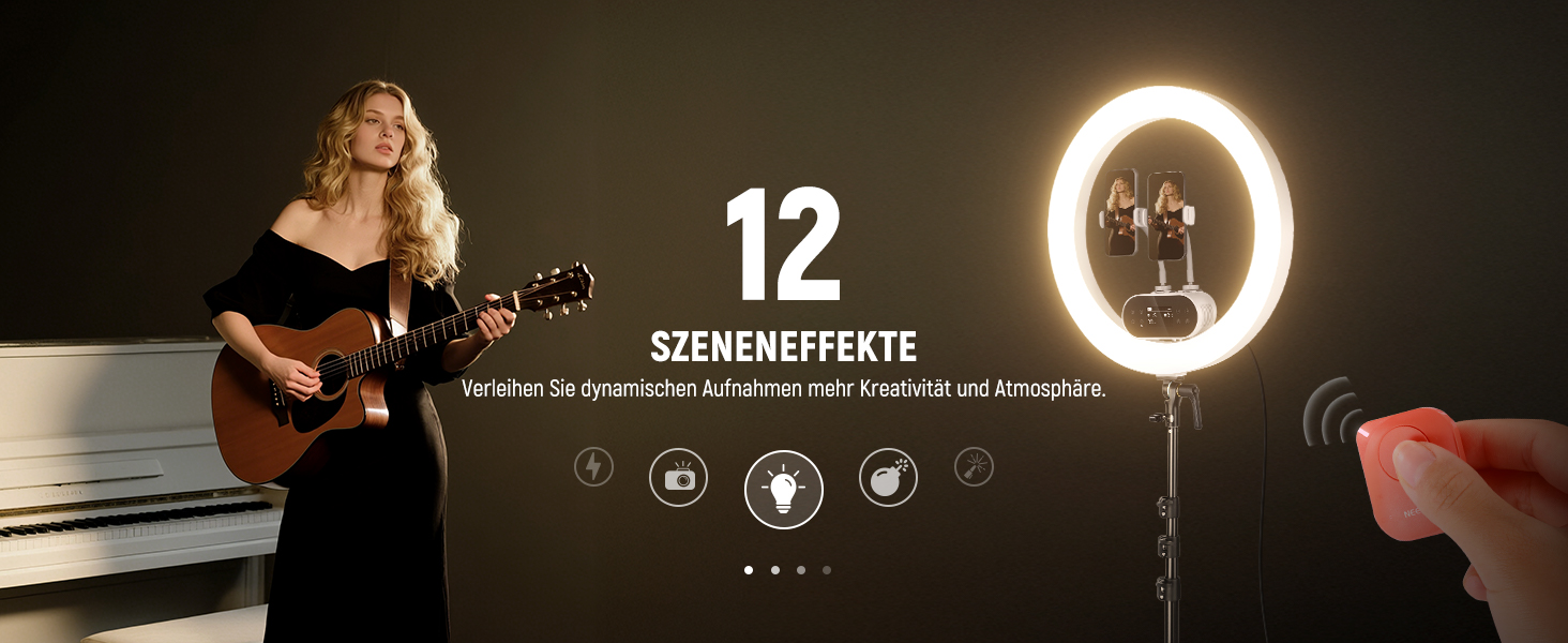 NEEWER Комплект кільцевого світла для фото та відео: 48 см, 52 Вт, регульоване LED, штатив, Bluetooth, для смартфона, YouTube, селфі (RH100B)