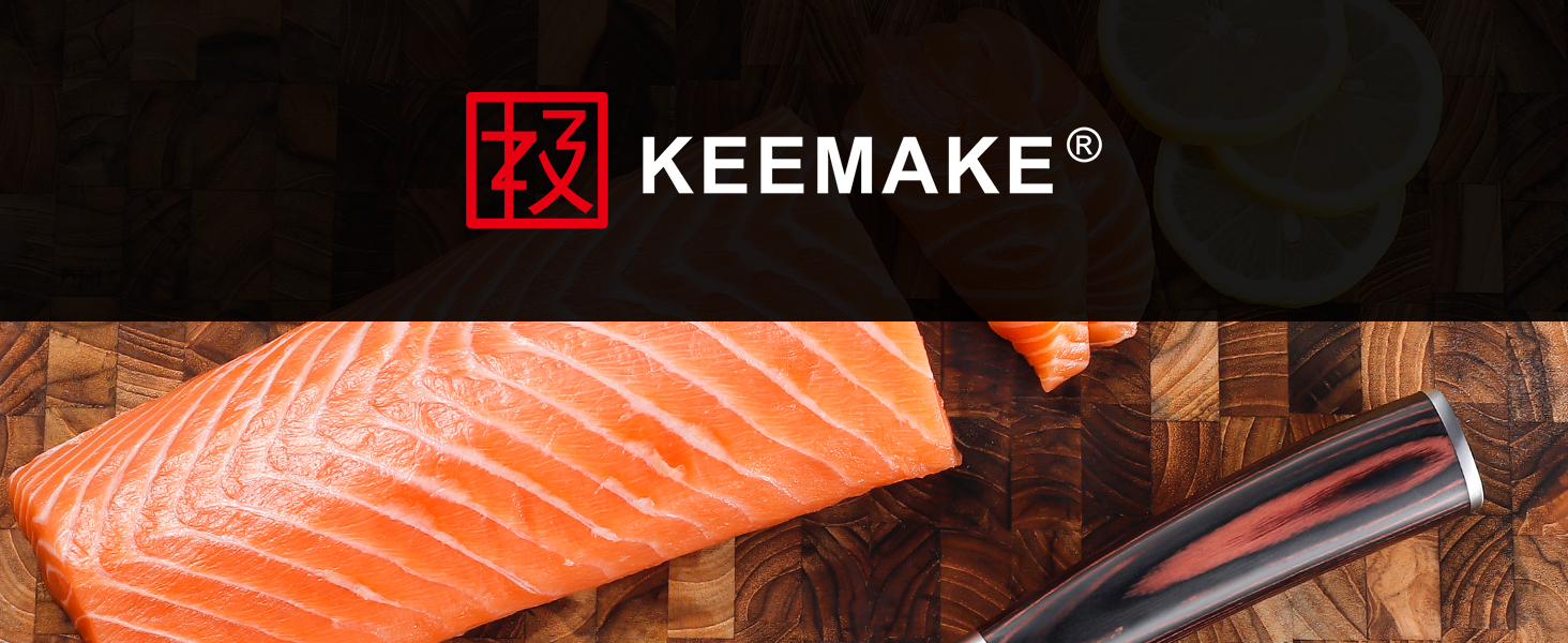 KEEMAKE Набір професійних кухонних ножів, сталь вуглецева, ергономічна ручка, 18 см (Сантоку)