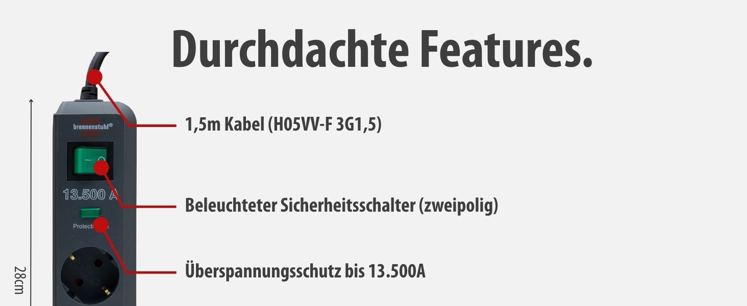 Бренненштуль Eco-Line Мережевий фільтр 3-fach з захистом від перенапруги (антрацит)