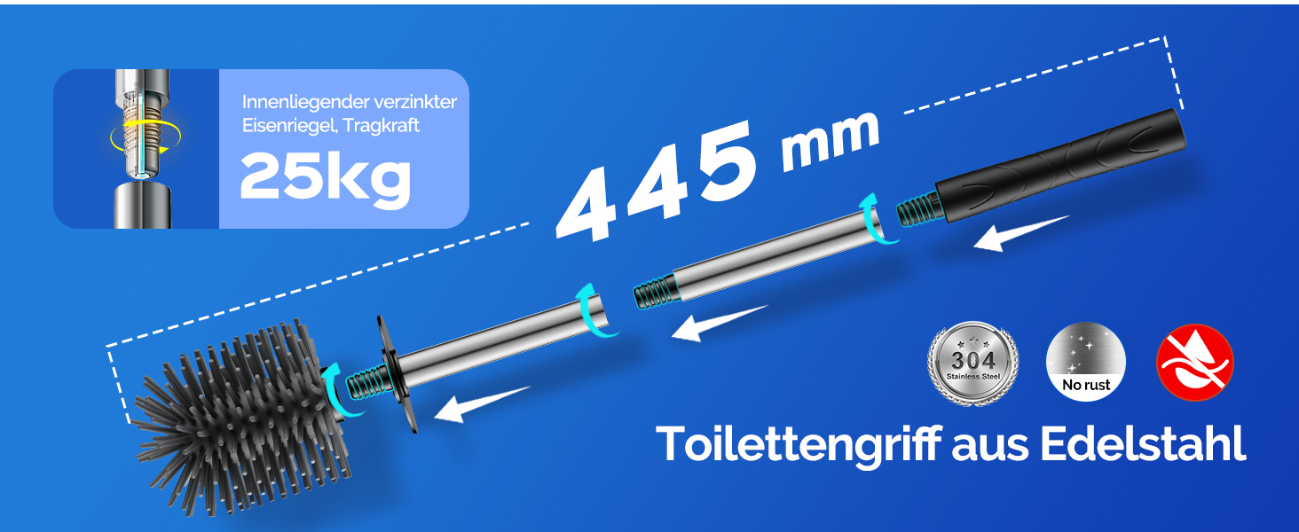 Набір для туалету Hamitor: щітка для унітазу з силікону та нержавіючої сталі, настінний монтаж без свердління, швидковисихаючий тримач, сріблястий