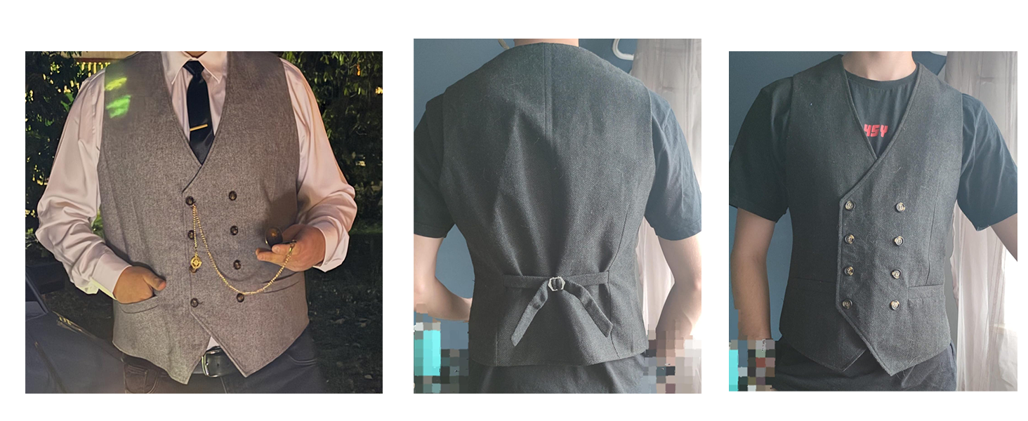 Костюм-двійка чоловічий вінтажний Solovedress: жилет та костюмний піджак з вовни твіду, сірий, для весілля та наречених