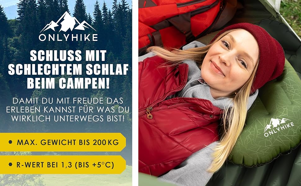Ультралегка туристична ізомат для кемпінгу з подушкою, 500г, компактна спальна матраcка оливкового кольору