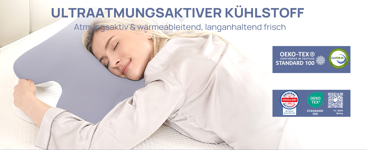 Подушка ортопедична MULISOFT Memory Foam для сну на боці, з підтримкою шиї, метелик, сіра (M) - для всіх поз