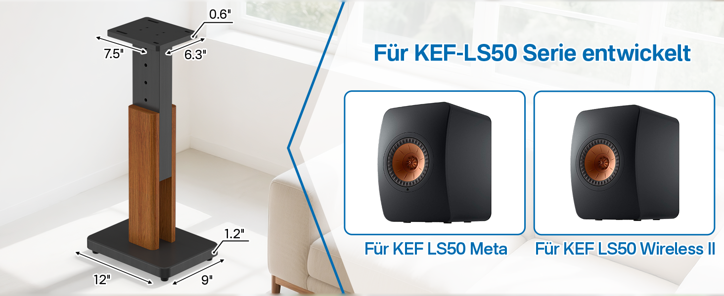 Регульовані підставки для акустики KEF LS50 Meta/Wireless II - Пара, дерев'яний масив, міцна конструкція (до 23 кг)