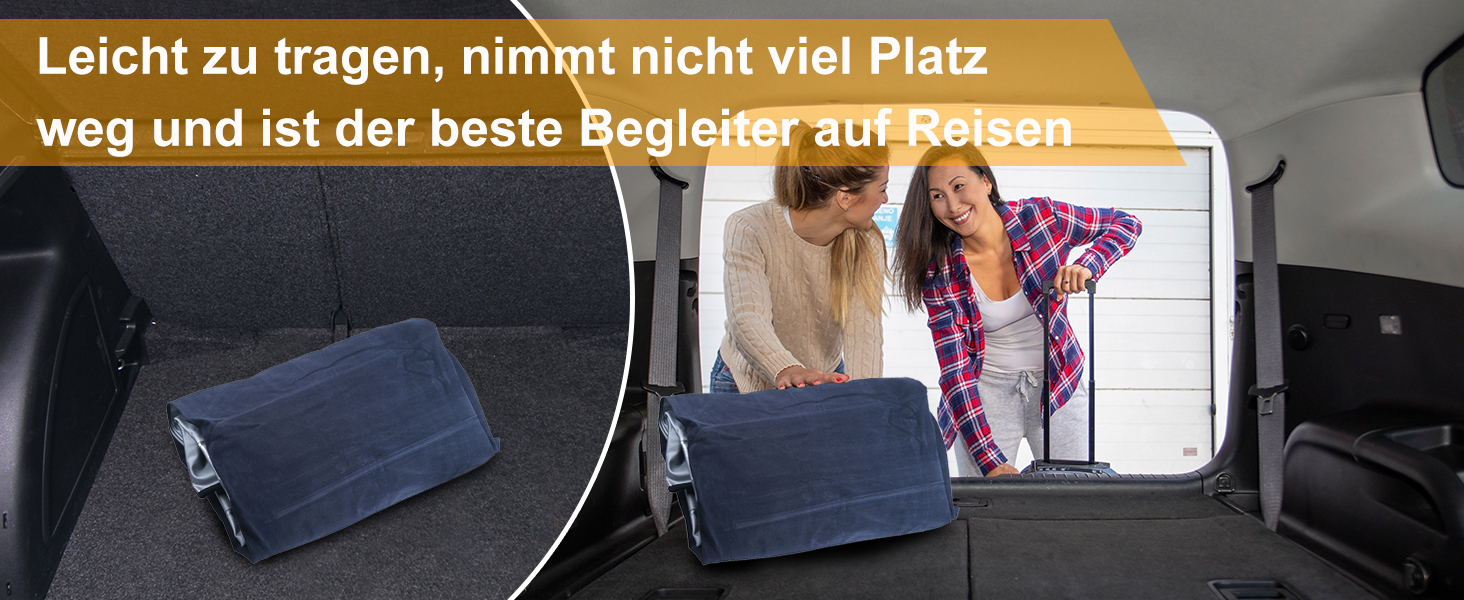 Надувна автомобільна матрац з насосом для подорожей, кемпінгу та відпочинку на природі. Чорний колір.