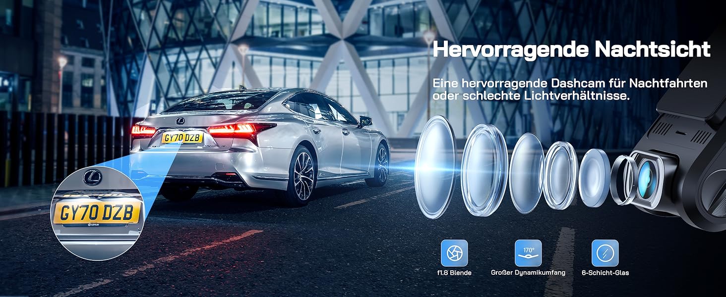 Dashcam WOLFANG Mini 2.5K 1440P WiFi з SD 32GB: Нічне Бачення, Широкий Кут 170°, WDR, Паркувальний Режим, G-Sensor, Циклічна Запис