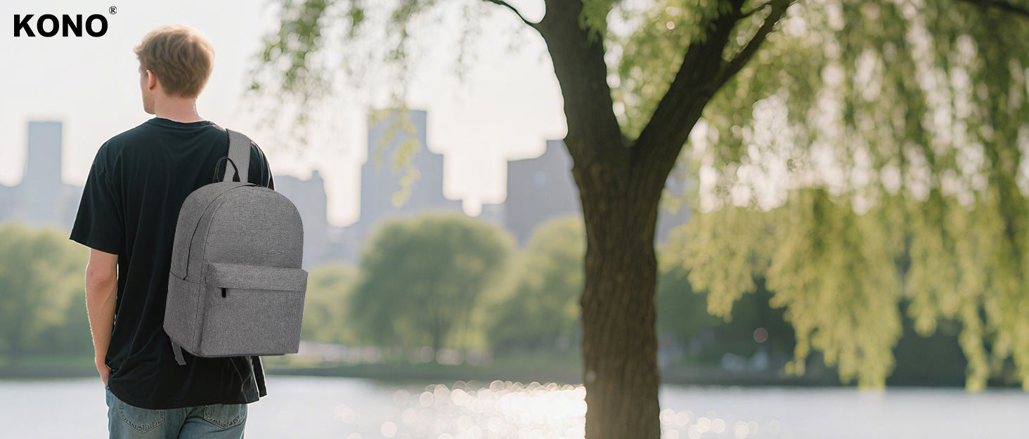 Шкільний рюкзак KONO для підлітків, чорний, світловідбиваючий, легкий, водонепроникний (30x17x48 см)