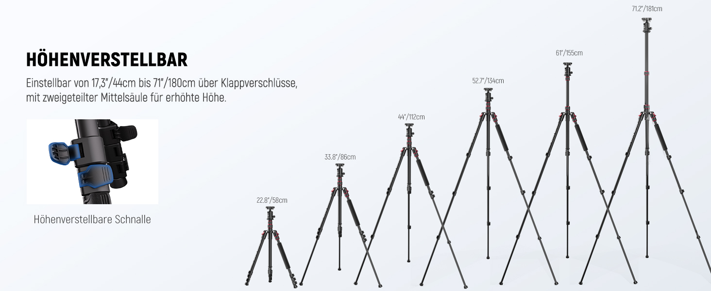 Штатив для камери NEEWER Basics з моноподом, 71' (22 см) з алюмінію, важкий, портативний, для подорожей, DSLR, мобільний телефон, 360° кульова головка, кріплення для телефону, сумісний з iPhone, для зйомки відео