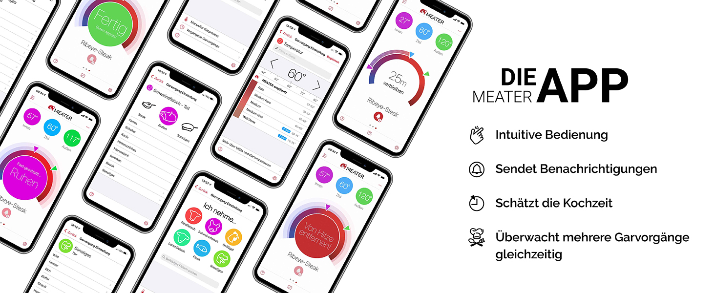 MEATER+ - Бездротовий смарт-термометр для м'яса з радіусом дії 50 м | Для духовки, гриля, сковороди та ротатерії | Ідеальний м'ясний досвід через додаток