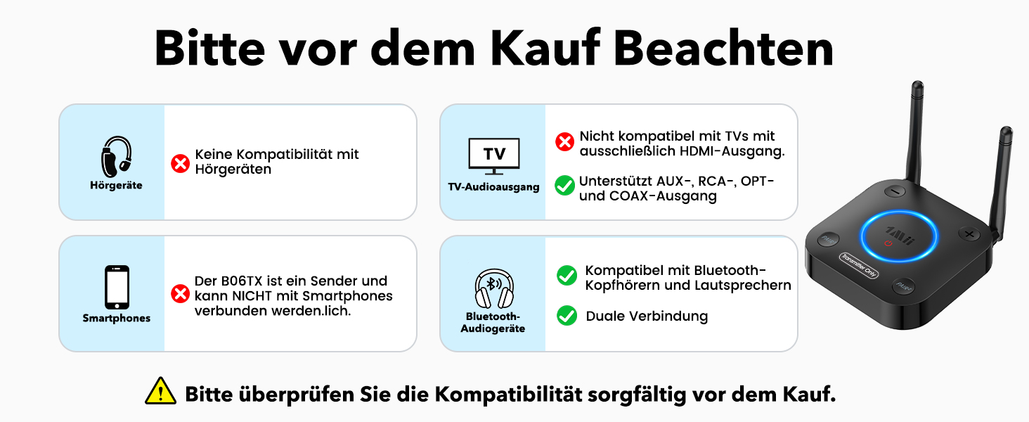 Bluetooth-трансмітер 1Mii B06TX для телевізора з підтримкою aptX Low Latency та aptX HD