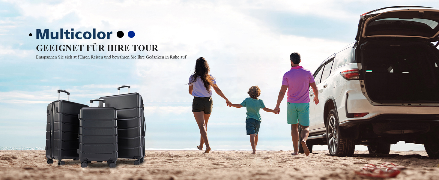 Набір валіз у жорсткому корпусі Dumos 3tlg. Hartschalenkofferset, чорний колір, з замком, телескопічна ручка