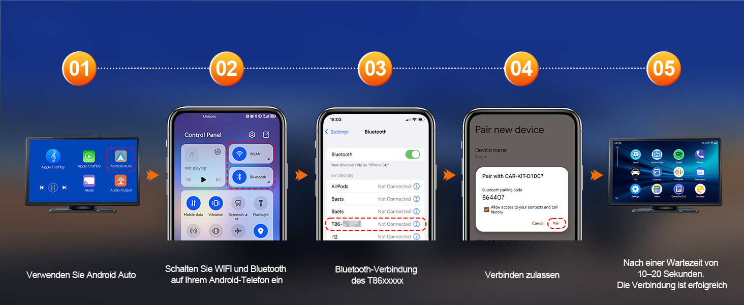 Volam автомобільна магнітола з 9'' IPS, бездротовий CarPlay та Android Auto, Bluetooth 5.0, FM, AUX, підтримка Siri та Google, портативний дисплей