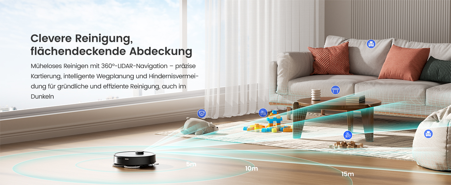 Робот-пилосос LEFANT M210P: потужність 2200Pa, Wi-Fi, Bluetooth, керування через додаток, 6 режимів, автоматична зарядка, для твердих підлог та шерсті тварин