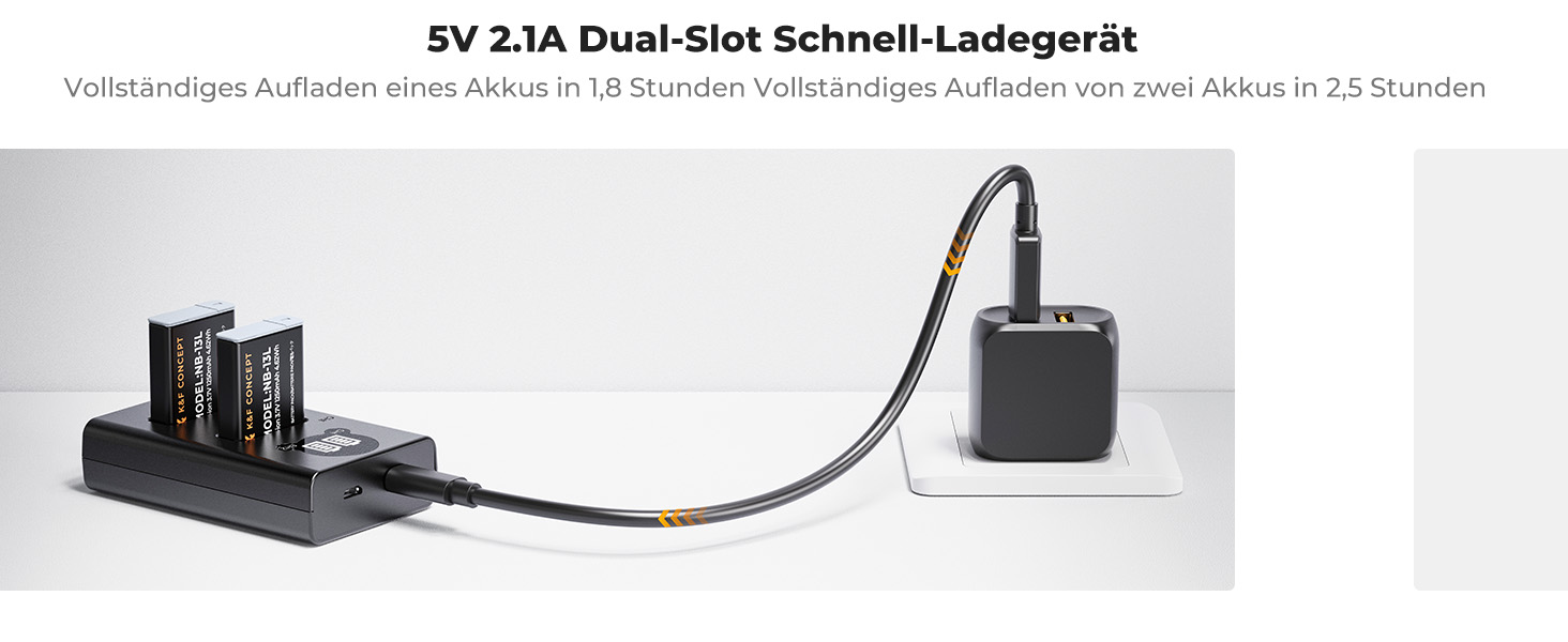 Запасний акумулятор K&F CONCEPT NB-13L (2 шт.) з LCD-зарядним пристроєм для Canon EOS G7X3/G7X2/G9X/G5X/SX720HS