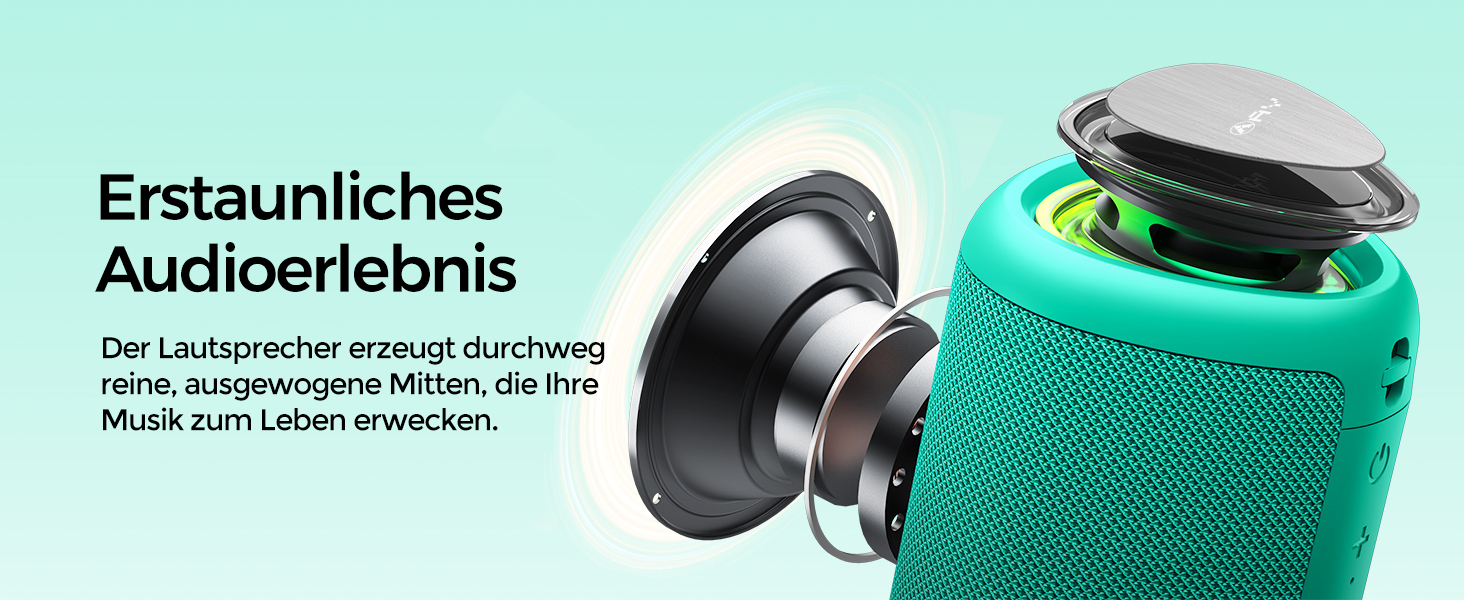 Портативна Bluetooth колонка AY з підсвічуванням, IPX5, 24 годин роботи, AUX/TF, стерео-паринг, для дому та відпочинку (світло-зелена)