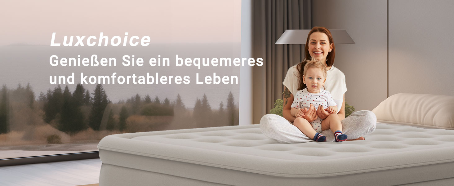 Надувна ліжко 2 особи, самонадувна повітряна матрац з портативним насосом, антизносний матеріал преміум-якості, для кемпінгу та дому. Подвійне ліжко для гостей