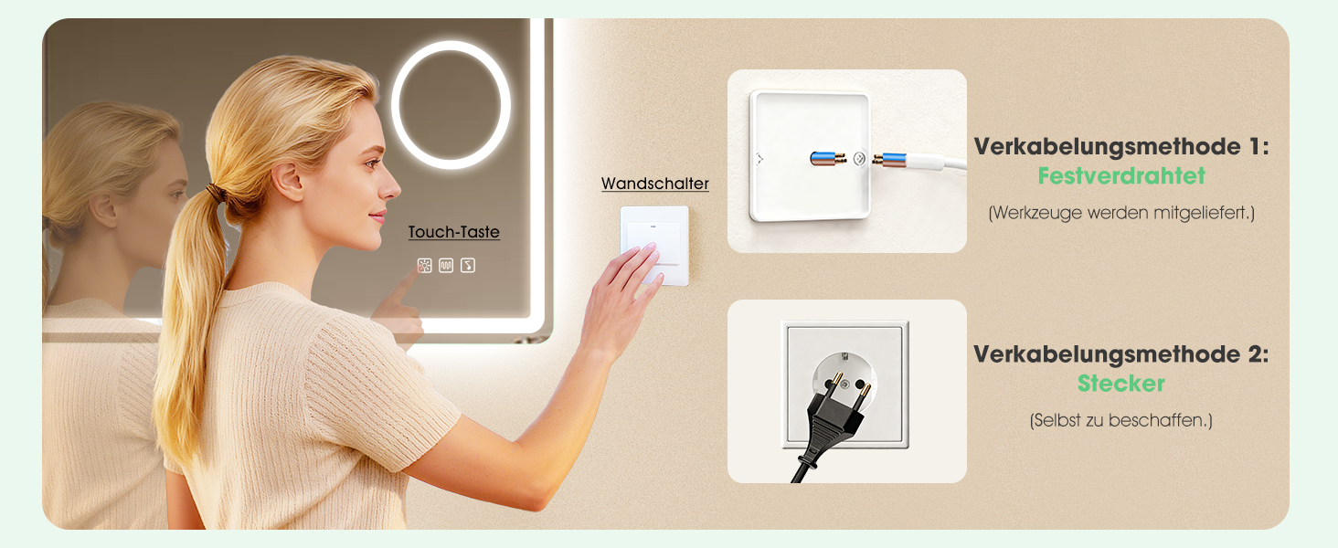 Дзеркало для ванної кімнати S'bagno з підсвічуванням 100x70 см, LED, з пам'яттю, антизапар, 3 колірні температури, регулювання яскравості, HD скло, IP44, горизонтальне/вертикальне (з 5-кратною лупою та Bluetooth)