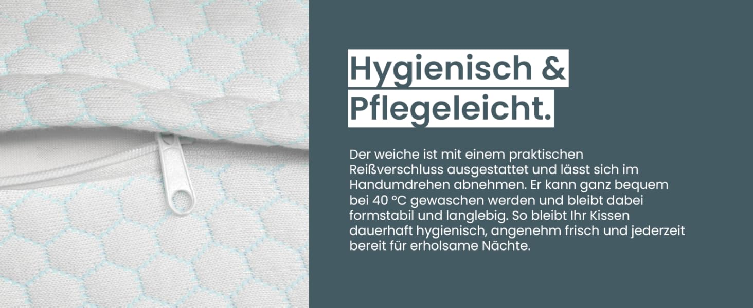 Ортопедична подушка для шиї при болях у шиї з високоякісної піни з пам'яті - Ергономічна подушка для шиї - Подушка для тих, хто спить на боці, на спині та на животі - знімний чохол, придатний для прання при 40°C (61 x 40 x 12, блакитна)