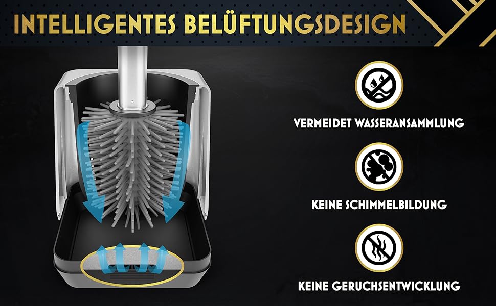 Силіконова щітка для унітазу з тримачем, кріплення на стіну без свердління, швидке висихання, гігієнічна, срібляста