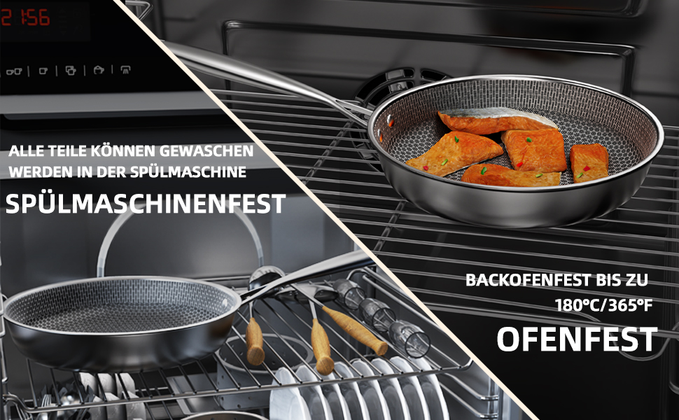 Набір сковорідок Hybrid 26см+28см+30см: антипригарне покриття, для всіх плит, з антинагрівальним ручками, безпечне миття в посудомийній машині та використання в духовці (PZ1)