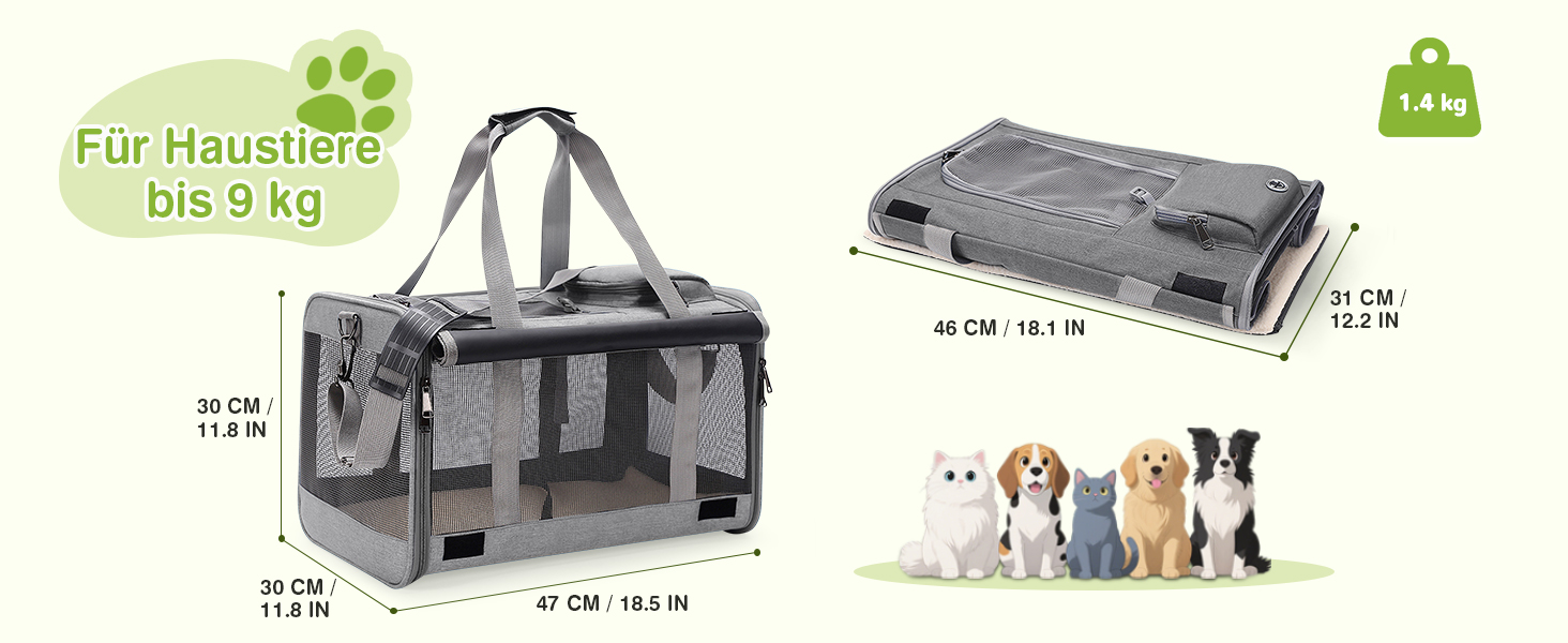 Транспортна сумка для котів та маленьких собак ALLSOPETS, до 9 кг, блакитна