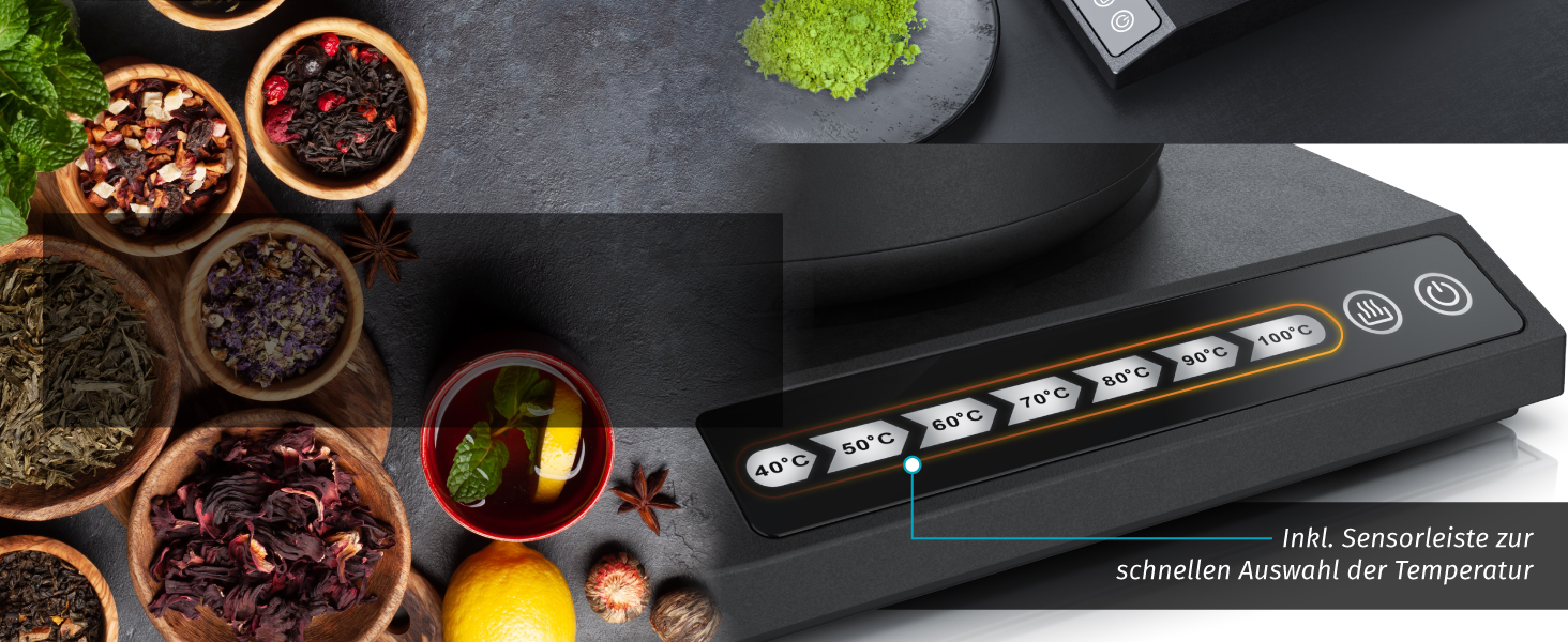 Arendo Stainless Steel Gooseneck Kettle with Temperature Control - 40° to 100° - Keep Warm Function 30 Min - 0.5 Liter - Sensor Buttons - 360° Base - Retro Design - Black