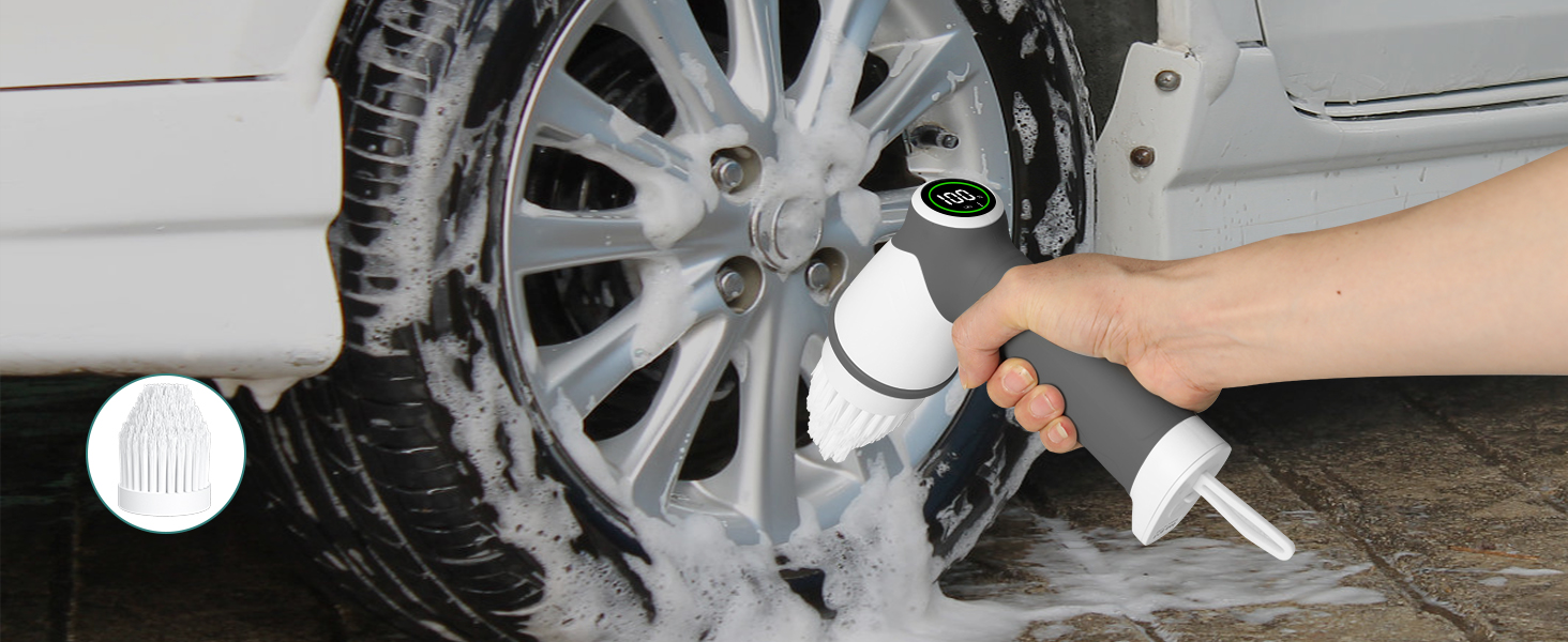 Електрична щітка для прибирання, бездротовий скрубер Power Spin з 7 насадками, 2 швидкості. Ідеально для плитки, душових кабін, скла та ванної кімнати